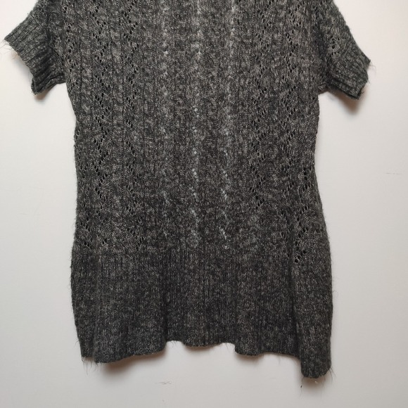 Smartset Open-Front, Short Sleeve Cardigan Dark Gray Medium - Picture 6 of 8
